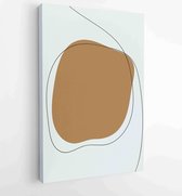 Earth tone boho foliage line art drawing with abstract shape. Abstract Plant Art design for print, cover, wallpaper, Minimal and natural wall art. 2 - Moderne schilderijen – Vertic