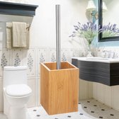 Decopatent® Brosse de toilette avec support - Bois de Bamboe - porte-brosse de toilette - porte-brosse de Porte-brosse de toilette sur pied - Détaché