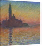 San Giorgio Maggiore in de schemering, Claude Monet - Foto op Canvas - 100 x 100 cm