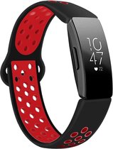 Siliconen Smartwatch bandje - Geschikt voor Fitbit Inspire sport band - zwart / rood - Strap-it Horlogeband / Polsband / Armband - Maat: Maat S