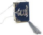 Fluwelen Koran voor auto Donkerblauw Zilver