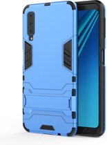 Shockproof PC + TPU Case voor Galaxy A7 (2018), met houder (blauw)