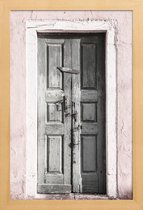 JUNIQE - Poster met houten lijst Door to Assos -13x18 /Bruin