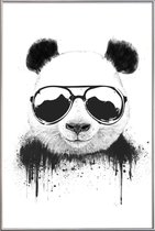 JUNIQE - Poster met kunststof lijst Blijf Cool Panda -20x30 /Wit &