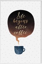 JUNIQE - Poster in kunststof lijst Life Begins After Coffee -30x45