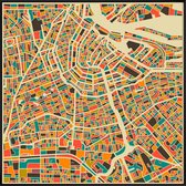 JUNIQE - Poster in kunststof lijst Amsterdam - kleurrijke kaart -30x30