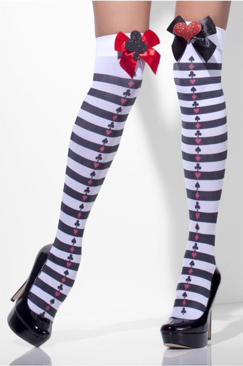 Fever - Opaque Striped Hold up kousen - Zwart/Wit