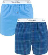 Calvin Klein 2P woven boxers slim fit check blauw JVR - XL