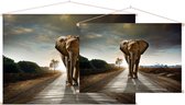 Olifant op weg,  - Foto op Textielposter - 45 x 30 cm
