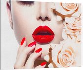 Vrouw met rode lippen - Foto op Canvas - 100 x 75 cm