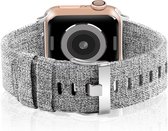 Compatible apple watch bandje - By Qubix - Canvas bandje - Grijs - Geschikt voor Apple Watch 42mm / 44mm / 45mm - Apple watch series 3/4/5/6/7