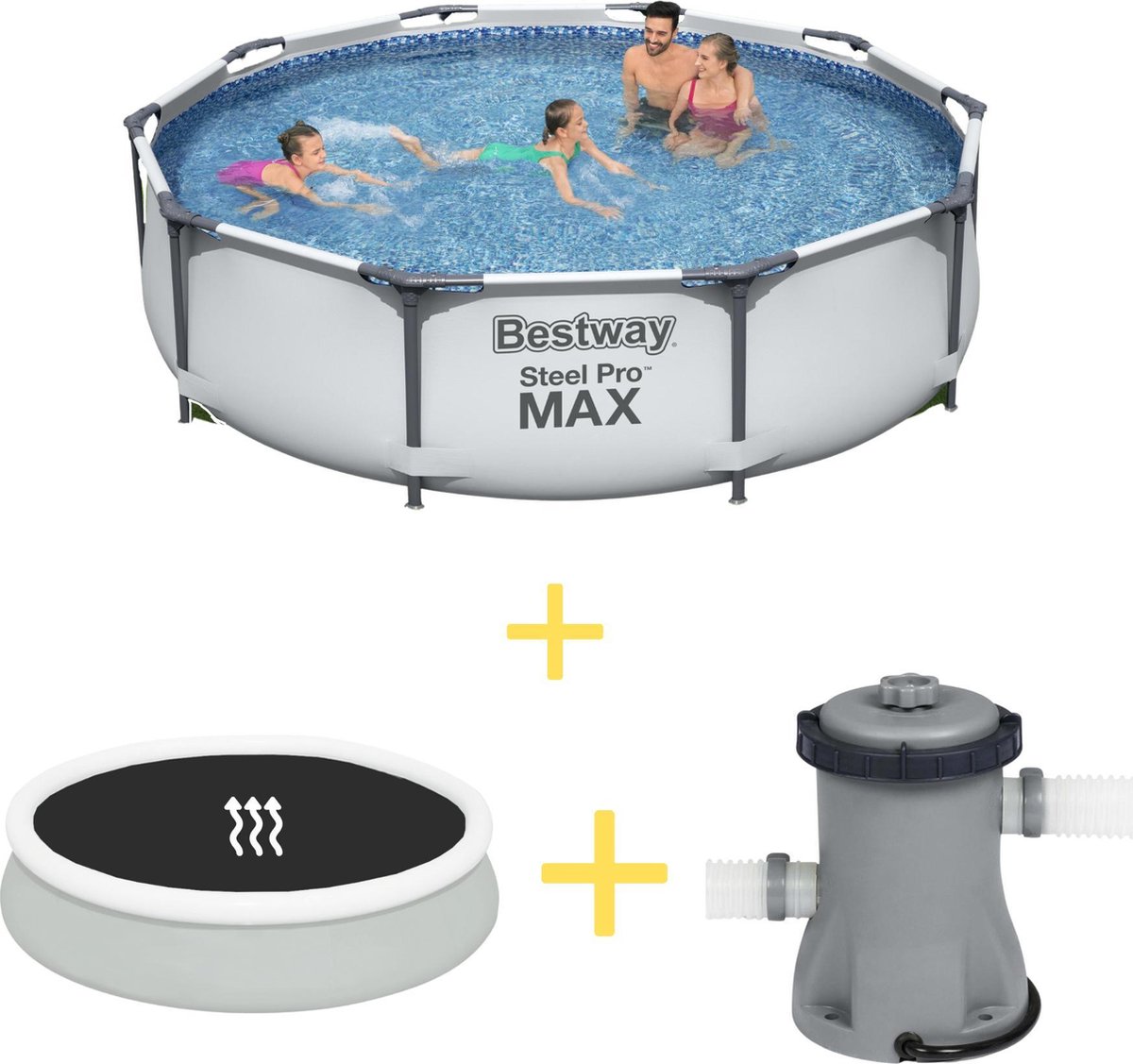 Bestway Zwembad - Steel Pro MAX - 305 x 76 cm - Inclusief Solarzeil & Filterpomp