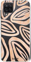 Casetastic Samsung Galaxy A12 (2021) Hoesje - Softcover Hoesje met Design - Leaves Coral Print