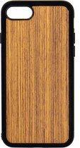 Apple Iphone 7 Plus / 8 Plus + Houten GSM Hoesje Teak Hout Shockproof TPU Case Hoes Uniek Design Telefoon Zwart Protection Geschenk Kerstmis Vaderdag Moederdag Verjaardag