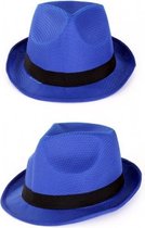 2x stuks party feest gleufhoedjes blauw - Carnaval verkleed hoeden