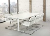 Rechthoekige vergadertafel Teez design 200x100cm bladkleur Havanna framekleur Wit (RAL9010)