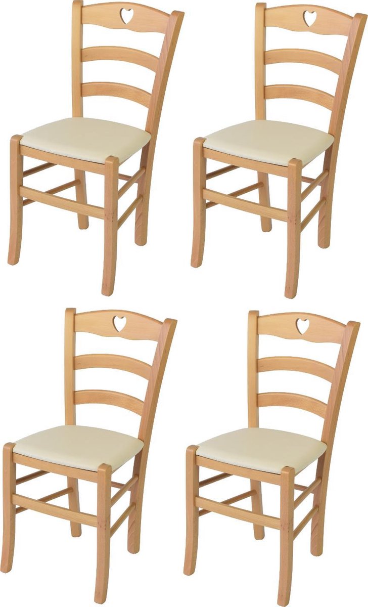 Tommychairs Cuore - Eetkamerstoel - 1 Stuk - Naturel - Stof & Hout