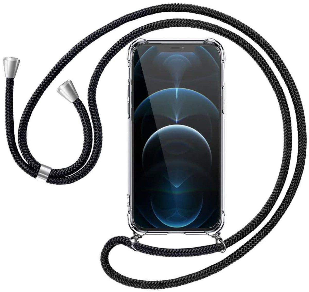 Geschikt voor iPhone 12 Pro Max backcover met koord zwart