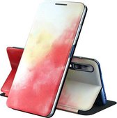 Voor Samsung Galaxy A50 Spanning Aquarel Patroon Huid Voel Magnetische Horizontale Flip PU Lederen Case met Houder (Rood)