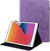 Peacock Tail Embossing-patroon Horizontale flip-lederen hoes met houder & kaartsleuven & portemonnee & antislipstrip & wake-up / slaapfunctie voor iPad 10.2 2020/2019 (paars)