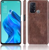 Voor OPPO Reno5 Een Schokbestendige Litchi Textuur PC + PU + Flanel Case (Bruin)