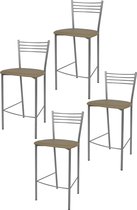 Tommychairs Elena - Eetkamerstoelen - Set van 4 - Aluminium & Cappuccino - Kunstleer