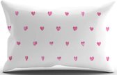 Sierkussen - Hearts - Wit En Roze - 30 Cm X 30 Cm