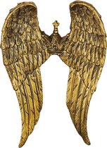 Clayre & Eef Decoratie Beeld Vleugels 11*2*15 cm Goudkleurig Kunststof Decoratief Figuur Decoratieve Accessoires Woonaccessoires