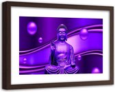 Foto in frame , Boeddha  met paarse achtergrond, 120x80cm , Zwart Paars  , Premium print