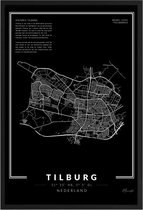 Poster Stad Tilburg - A4 - 21 x 30 cm - Inclusief lijst (Zwart Aluminium)