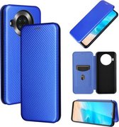 Voor Cubot Note 20 Carbon Fiber Textuur Magnetische Horizontale Flip TPU + PC + PU Lederen Case met Card Slot (Blauw)