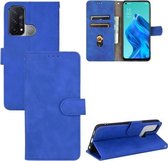 Voor OPPO Reno5 A (Japan) Effen Kleur Huid Voelen Magnetische Gesp Horizontale Flip Kalf Textuur PU Lederen Case met Houder & Kaartsleuven & Portemonnee (Blauw)