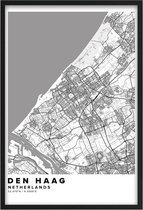 Poster Stad Den Haag - A4 - 21 x 30 cm - Inclusief lijst (Zwart Aluminium)
