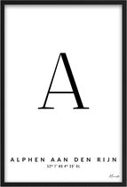 Poster Letter A Alphen aan den Rijn A2 - 42 x 59,4 cm (Exclusief Lijst)