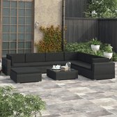 Medina 8-delige Loungeset met kussens poly rattan zwart