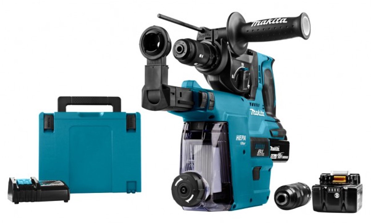 Makita DHR243RTJW: 18V combihamer met stofafzuiging