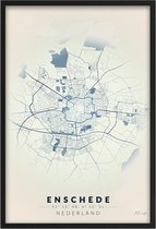 Poster Stad Enschede - A2 - 42 x 59,4 cm - Inclusief lijst (Zwart Aluminium)