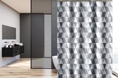 Su.B.dgn Douchegordijn 180x200 polyester badkamer douchegordijn wasbaar met 12 ringen | Grijs Driehoek