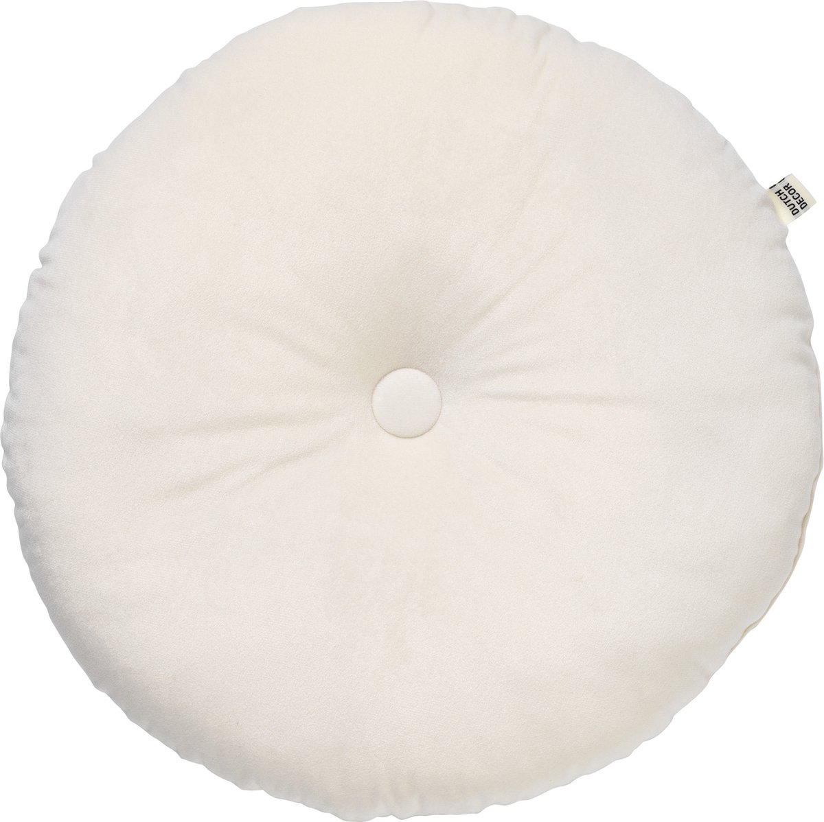 Dutch Decor - OLLY - Sierkussen rond velvet Ø40 cm - Snow White - wit
