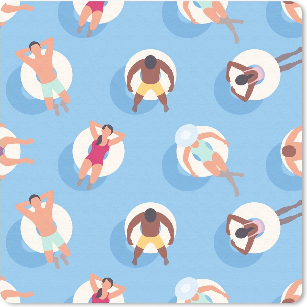 Muismat 30x30 cm - Mousepad Zomer - Zwemband - Blauw - Muismatten