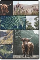 Muismat - Mousepad - Schotse Hooglander - Collage - Planten - Natuur - 40x60 cm - Muismatten