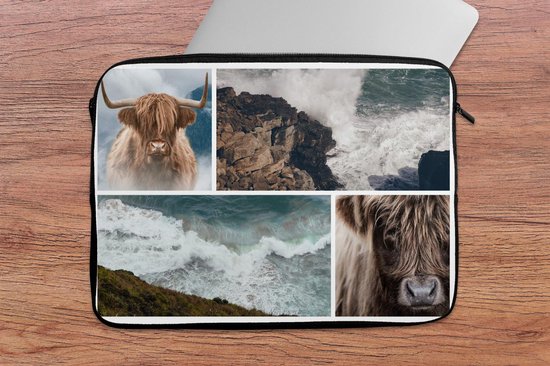 Housse ordinateur 13 pouces - Collage - Scottish Highlander - Mer - Housse ordinateur
