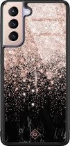 Samsung S21 Plus hoesje glass - Marmer twist | Samsung Galaxy S21 Plus  case | Hardcase backcover zwart