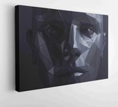 Onlinecanvas - Schilderij - Abstract Human Face. Render. Artificial Intelligence Concept Art Horitonzal Horizontal - Multicolor - 75 X 115 Cm