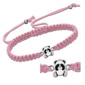 Bracelet fille | Bracelet en coton, panda argenté