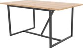 Artichok Arthur houten eettafel - zwart onderstel - 160 x 89 cm - eikenhout fineerlaag - metalen poten - industrieel