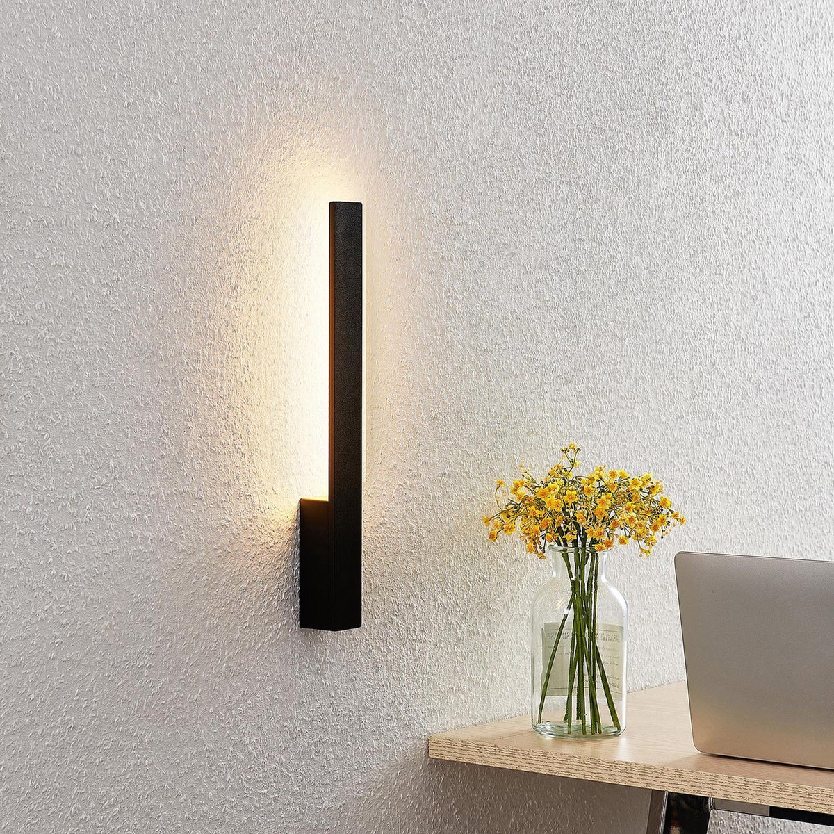Arcchio - LED wandlamp - 2 lichts - aluminium - H: 42.5 cm - zwart - Inclusief lichtbronnen