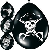 64x stuks Piraten ballonnen versiering - Feestartikelen piraat thema