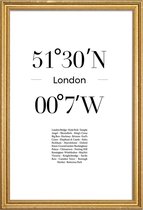 JUNIQE - Poster met houten lijst London -13x18 /Wit & Zwart