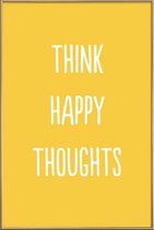 JUNIQE - Poster met kunststof lijst Happy Thoughts -20x30 /Geel